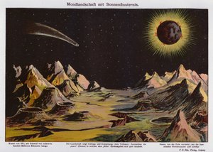 Kuumaisema, auringonpimennys ja vuoden 1911 komeetta (värilitografia) tekijältä German School