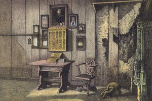 Lutherin huone Wartburgissa (chromolitho) tekijältä German School