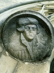 Martin Luther 57-vuotias Luthers Rosen kanssa, C16. (relief) tekijältä German School