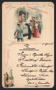 Menukorttimainonta Ueberkinger-kuohuvettä (väri litho) tekijältä German School