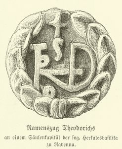 Theoderic Suuren, ostrogoottien kuninkaan monogrammi (kaiverrus) tekijältä German School