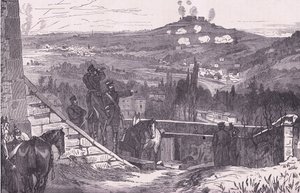 Mount Valerien piirityksen aikana, Cassells History of the War välillä Ranskan ja Saksan välillä, julkaisija Cassell and Company Limited, n. 1890 (litho) tekijältä German School