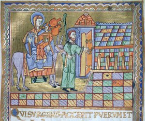 rouva Czart. 1207 IV, fol.6r Lento Egyptiin, Plockin katedraalin Evangeliariumista, n. 1075 tekijältä German School
