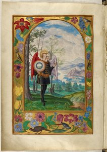 Ms Harley 3469, f.19v Kaksipäinen siivekäs hahmo, viides vertaus, Salomon Trismosinin teoksesta Splendor Solis tekijältä German School