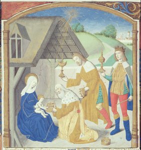 Ms Hunter 36 f.44r Syntymä, Vita Christi, Ludolf of Saxony, n. 1300-7778 tekijältä German School