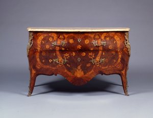 Yksi intarsia- ja parkettipukuparista, n. 1765 (lakattu messinkiin asennettu kingwood, amarantti, tulppaanipuu & bois satine) (katso myös 463023) tekijältä German School