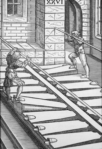 Urkupalkeet ja -puhaltimet Halberstadtin katedraalissa, "Praetorius Syntagma Musicum", pub. vuonna 1619 (kaiverrus) tekijältä German School