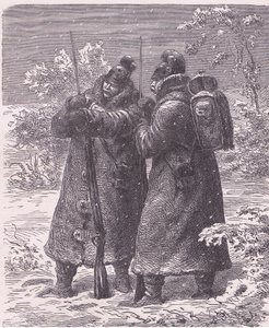 Outpost in the snow, Cassells History of the sodan Ranskan ja Saksan välillä, julkaisija Cassell and Company Limited, n. 1890 (litho) tekijältä German School
