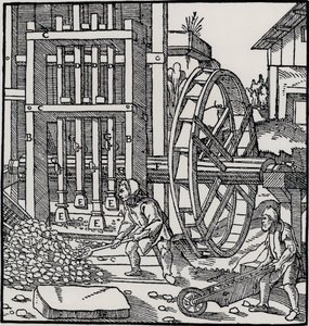 Overshot Water Wheel, Georgius Agricolan teoksesta 