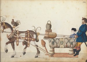 Näyttelyreki paraatissa, n. 1640 (kynä ja muste, akvarelli ja pesut) tekijältä German School