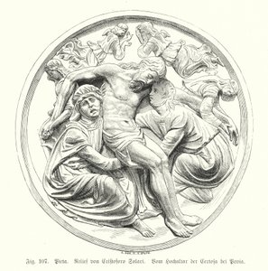 Pieta, Cristoforo Solarin reliefi Certosa di Pavian alttarilta Italiasta (kaiverrus) tekijältä German School