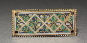 Muistolaatta pyhäinjäännöksestä, n. 1170 (kullattu kupari, champlevé & cloisonné emali) tekijältä German School