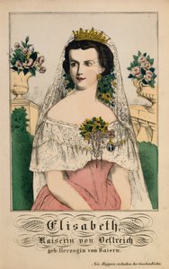 Baijerin Elisabetin, Itävallan keisarinna, muotokuva Neuruppiner Bilderbogenista, 1860 tekijältä German School