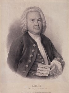Johann Sebastian Bachin (1685-1750) muotokuva, jonka kaiverrus F.G. Schlick, 1840 tekijältä German School