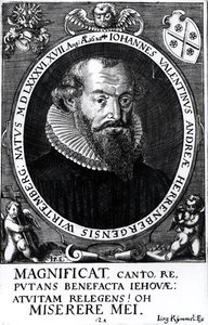 Johann Valentinen (s.1586) muotokuva Herrenbergistä ja Württembergistä, kaiverrus Iorg Rimmel, 17. elokuuta 1628