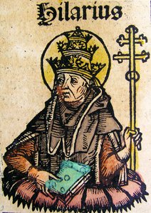 Paavi Hilariuksen muotokuva, julkaistu Nürnberg Chroniclessa, 1493 tekijältä German School