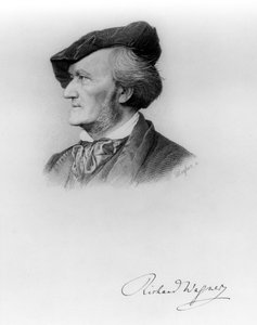 Richard Wagnerin (1813-83) muotokuva saksalaisesta säveltäjästä, kaiverrus Robert Reyher (1838-77)