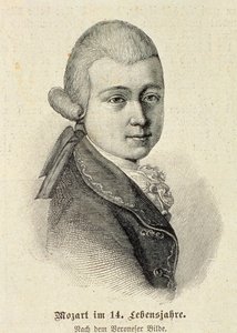 Wolfgang Amadeus Mozartin (1756-91) muotokuva tekijältä German School