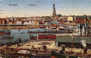 Hampurin postikortti, n. 1910 (värillinen kuva) tekijältä German School