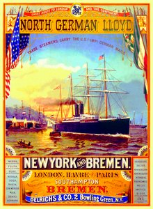 Pohjois-Saksan Lloyd Linea mainostava juliste, 1883