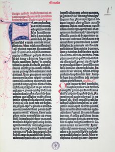 Gutenbergin Raamatun prologi, painettu Johannes Gutenberg (n. 1400-1468) ja Peter Schoeffer (1425-1502) Mainzissa, 1454-56 (painettu paperi) tekijältä German School