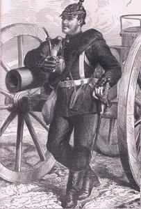 Preussilainen tykistömies, Cassells, Ranskan ja Saksan välisen sodan historia, julkaisija Cassell and Company Limited, n. 1890 (litho) tekijältä German School