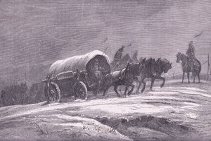 Preussin kenttäposti lumessa, Cassells History of the War of the France ja Saksa julkaisija Cassell and Company Limited, n. 1890 (litho) tekijältä German School