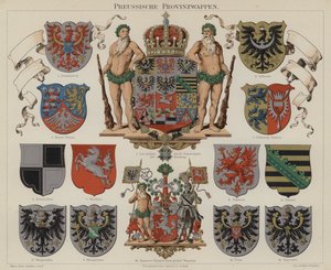 Preussin maakunnan vaakunat (väri litho) tekijältä German School