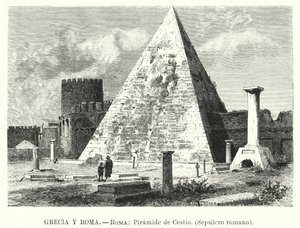 Cestiuksen pyramidi, Gaius Cestiuksen hauta, Rooma (litho) tekijältä German School