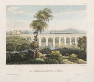 Rautatien viadukti Gothassa, kaiverrus B. Metzeroth, 1848 tekijältä German School
