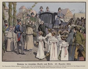 Preussin kuninkaallisen perheen paluu Berliiniin, 23. joulukuuta 1809 (värilitho) tekijältä German School