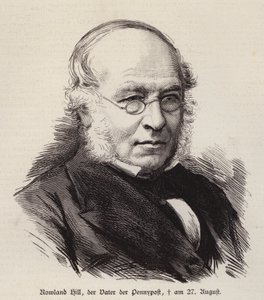 Rowland Hill, brittiläinen postipalvelujen uudistaja ja postimerkin (kaiverrus) keksijä tekijältä German School