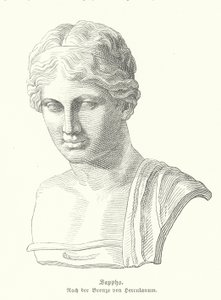 Sappho, antiikin kreikkalainen runoilija (kaiverrus) tekijältä German School