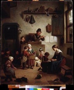 ""luokkakohtaus koulussa"" (koulussa) Saksalainen koulumaalaus 1800-luvun alun alueellinen Deineka-taidegalleria, Kursk Venäjä tekijältä German School