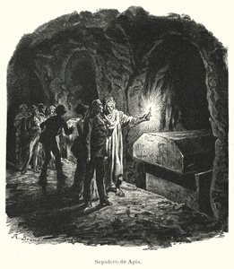 Saqqaran serapeum, muinaisessa Egyptissä palvottujen pyhien Apis-härkien hauta (litho) tekijältä German School