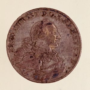 Brandenburg-Bayreuthin markkrahvin Frederick Christianin hopeataaleri (Frederic V Christian de Brandenburg-Bayreuth (Brandenburg Bayreuth) (1708-1769) 1766 Halkaisija 4 cm Napoli, museo archeologico tekijältä German School
