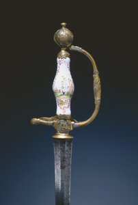 Pieni miekka, n. 1770 (teräs, kullattu messinki ja posliini) tekijältä German School