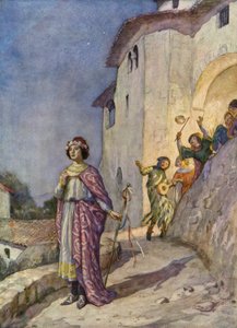 Pyhä Fransiskus ja hänen köyhyysnaisensa (värilitografia) tekijältä German School