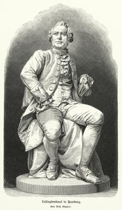 Fritz Schaperin patsas Hampurissa, saksalainen dramaatikko ja filosofi Gotthold Ephraim Lessing (litho) tekijältä German School