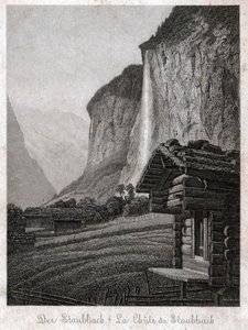 Staubbachin vesiputous. (kaiverrus, n. 1830) tekijältä German School