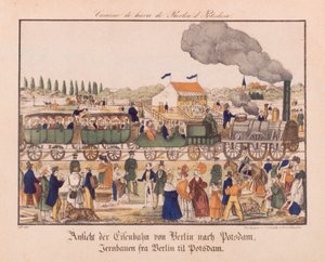 Höyryrautatie Berliinin ja Potsdamin välillä, Neuruppiner Bilderbogen, n. 1840 tekijältä German School