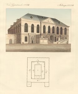Outoja rakennuksia (värillinen kaiverrus) tekijältä German School