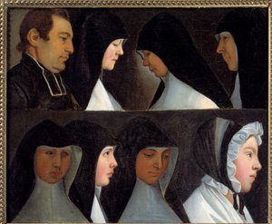 Pyhän benediktiiniritarikunnan postulanttien ja aloittelevien nunnien tutkimuksia 1800-luvun saksalaisen koulukunnan maalaus. Roanne, museo Joseph Dechelette - Tutkimuksia Pyhän Benedictin ritarikunnan uskonnollisista postulanteista ja noviiseista (ja t tekijältä German School