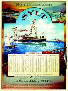 Sylt, juliste, joka mainostaa Sylt Steamship Companya, 1899