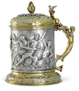Tankard, luultavasti Hampuri, n. 1660 (kullattua hopeaa) tekijältä German School
