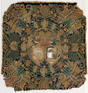 Tapeellinen haarniskatyynynpäällinen, mahdollisesti Ala-Saksista, valmistettu 1600-luvulla (villa) tekijältä German School