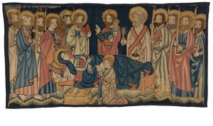 Neitsyen kuolemaa kuvaava kuvakudos, Keski-Rheinlandista, mahdollisesti Trieristä, 1400-luvun puoliväli (villa) tekijältä German School