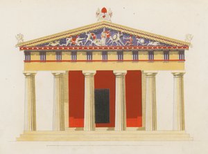 Aphaian temppeli, Aegina, Kreikka (värilitografia) tekijältä German School