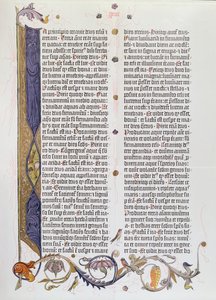 36-rivinen Raamattu, painanut Gutenberg (vellum) tekijältä German School