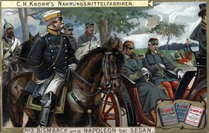 Sedanin taistelu, sota 1870: Kenraali Otto von Bismarck (1815-1898), Preussin kuningas saattoi keisari Napoleon III:n (Louis Napoleon Bonaparte) tekijältä German School